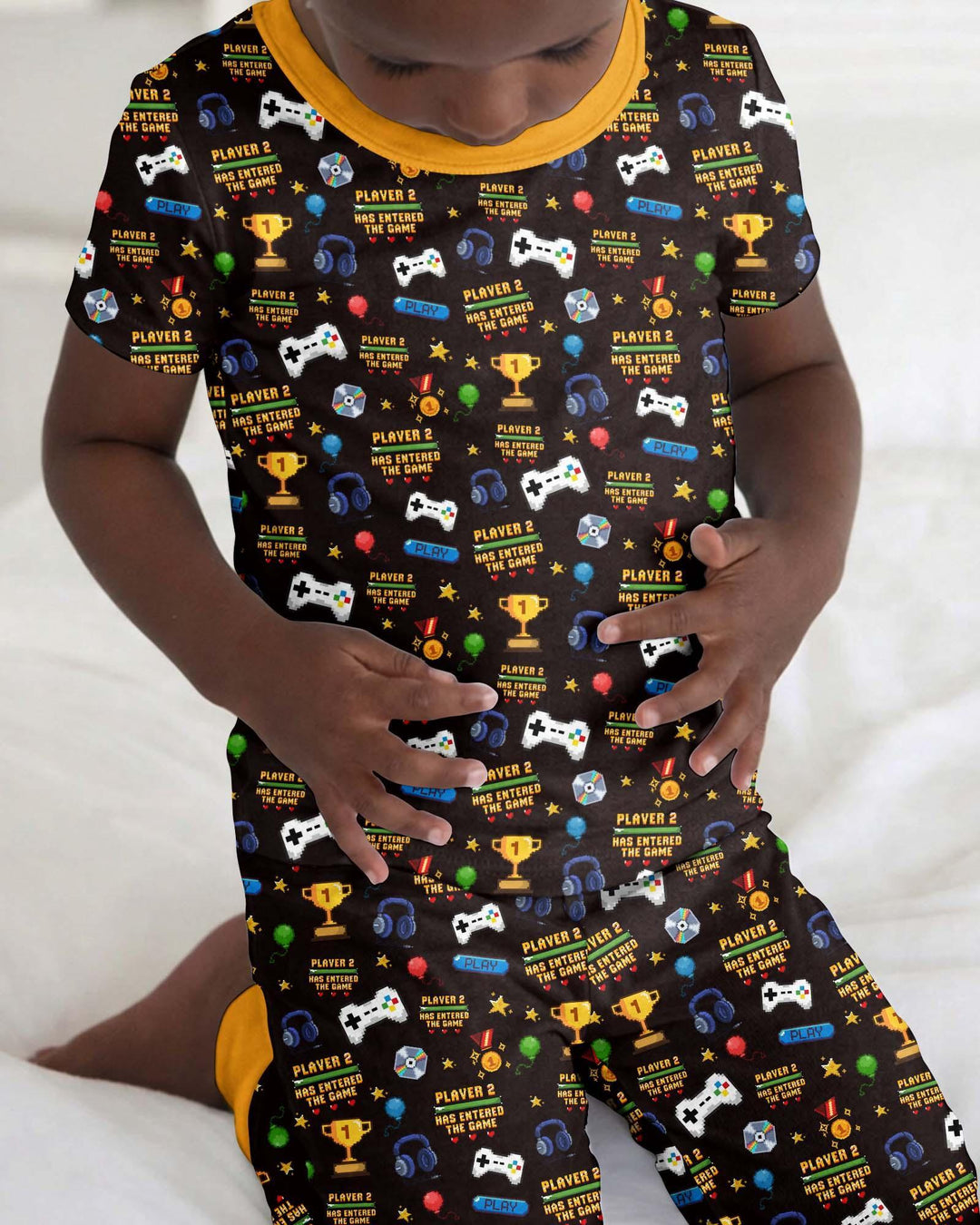 Leveled Up Daddy & Me Matching Bamboo Two Piece Short Sleeve Shorts Pajama Set