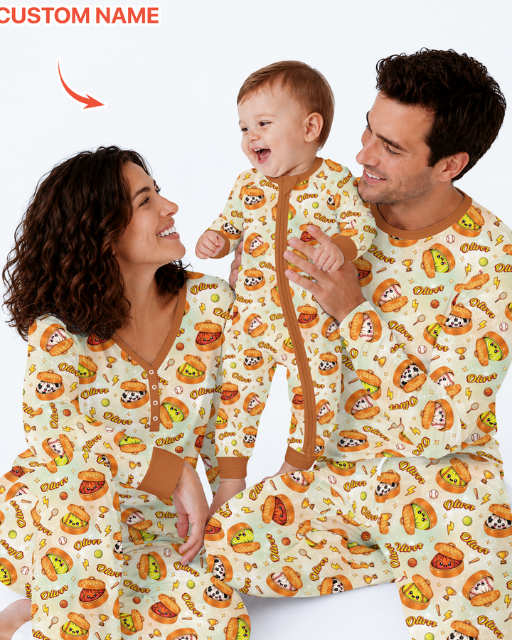Custom Name Sports Dumpling Bamboo Men's Pajama Set