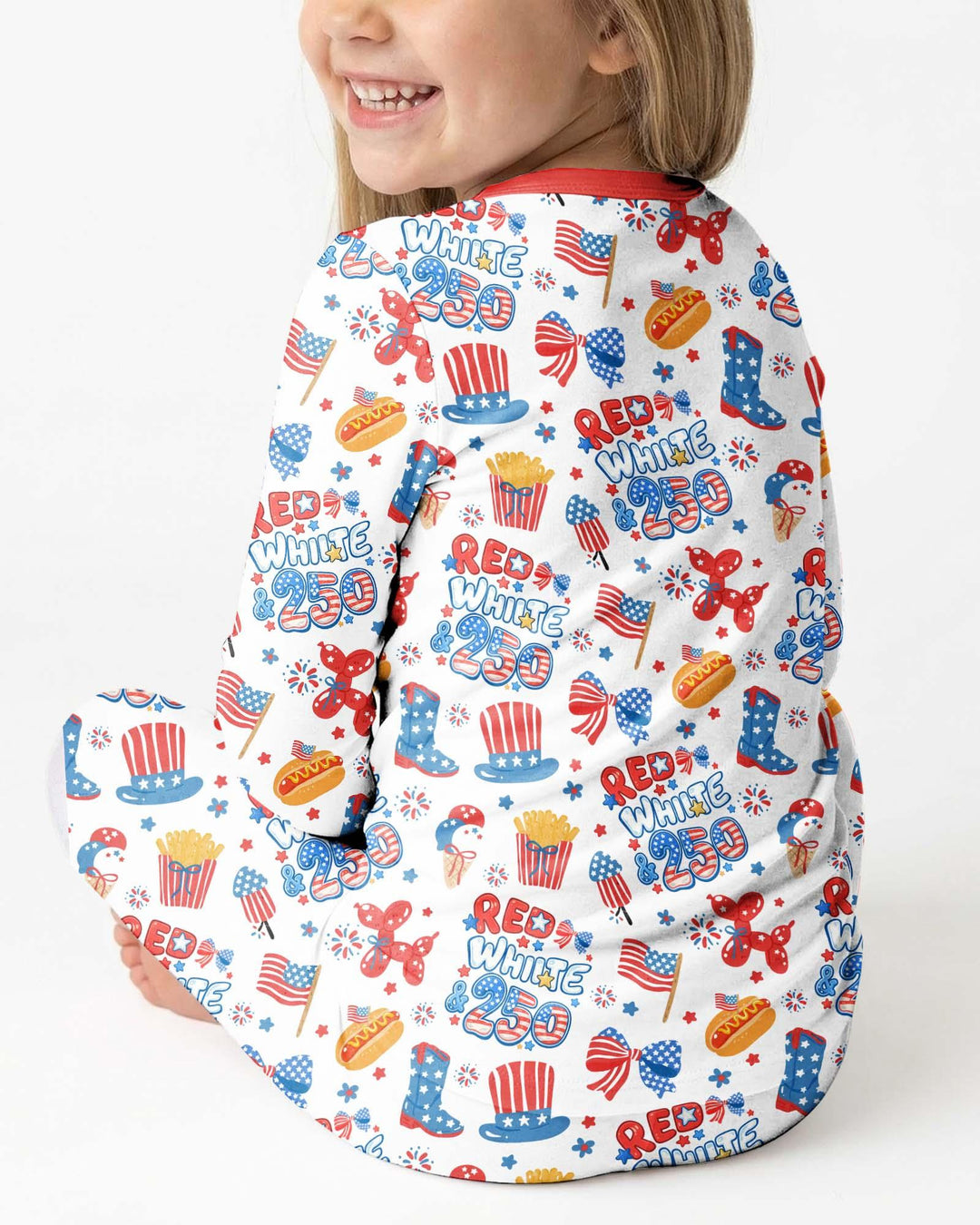 Red White & 250 Bamboo Two Piece Long Sleeve Pajama Set