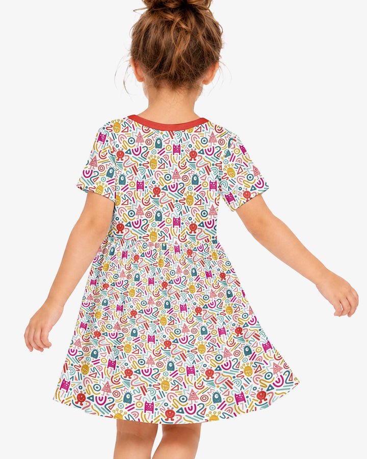 Rainbow Monster Party Bamboo Twirl Dress