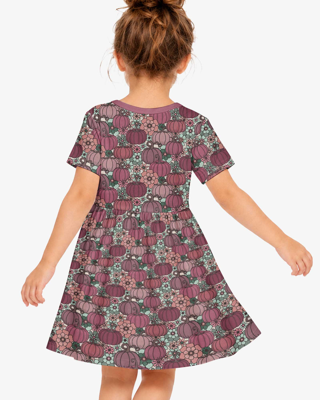 Retro Floral Pumpkin Patch Bamboo Twirl Dress