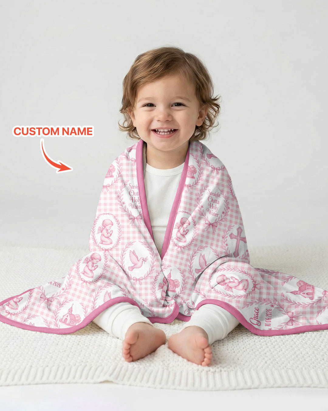 Custom Name Baptism Straight Outta Holy Water Bamboo Blanket