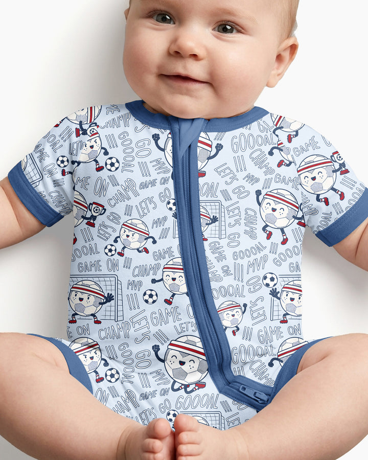 Happy Soccer Ball Family Matching Bamboo Shorty Zippy