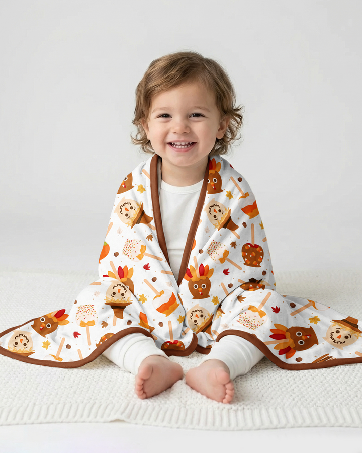 Fall Caramel Apple Family Matching Bamboo Blanket