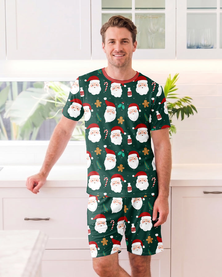 Christmas Sweet Santa Bamboo Men Short Sleeve Short Pajama Set