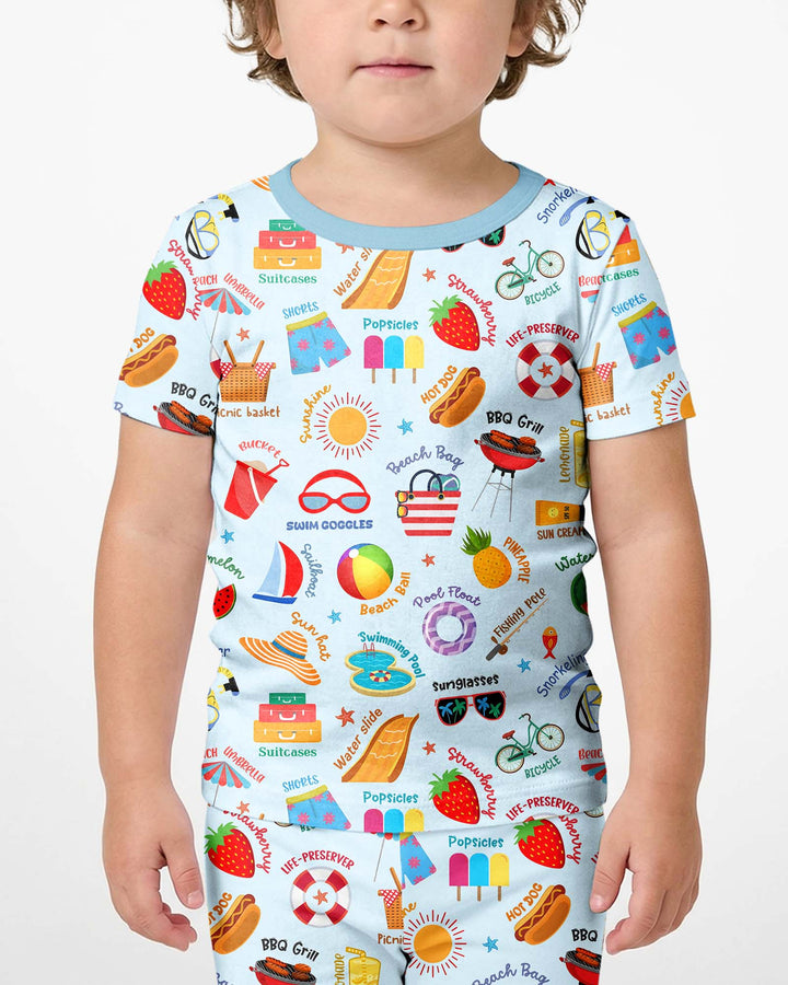 Love Summer Bamboo Two Piece Short Sleeve Shorts Pajama Set