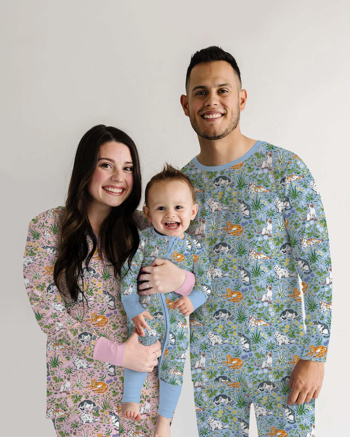 Kitten Garden Family Matching Bamboo Two Piece Long Sleeve Pajama Set