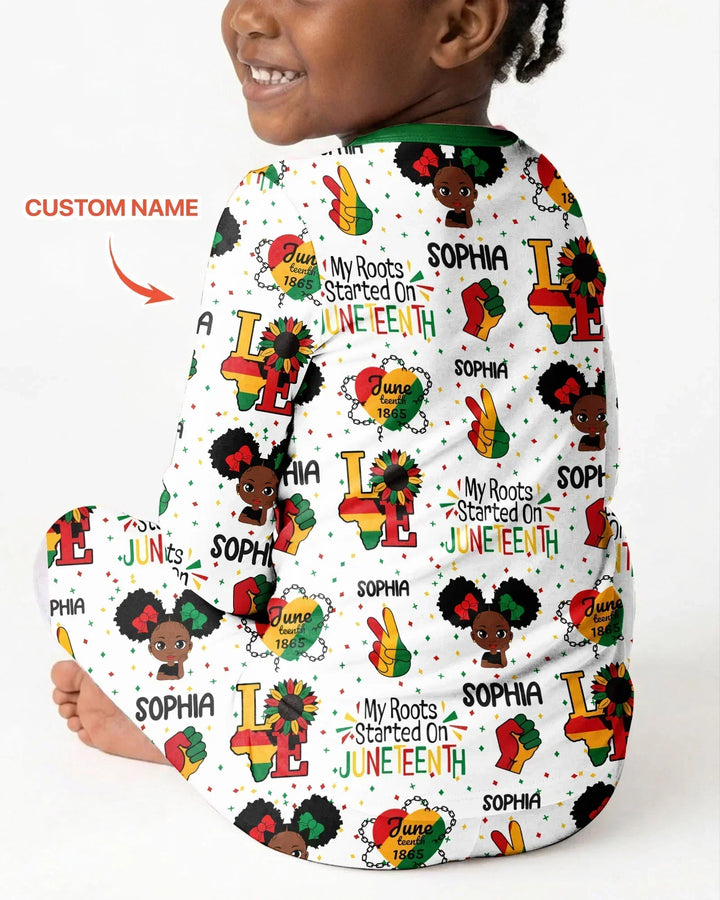Custom Name My Roots Started On Juneteenth Bamboo Two Piece Long Sleeve Pajama Set