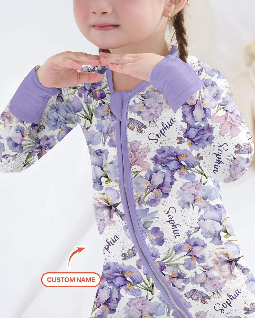 Custom Name Birth Month Flowers Bamboo Convertible Zippy