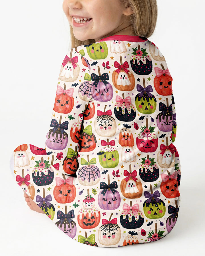 Cute Halloween Candy Apples Bamboo Two Piece Long Sleeve Pajama Set