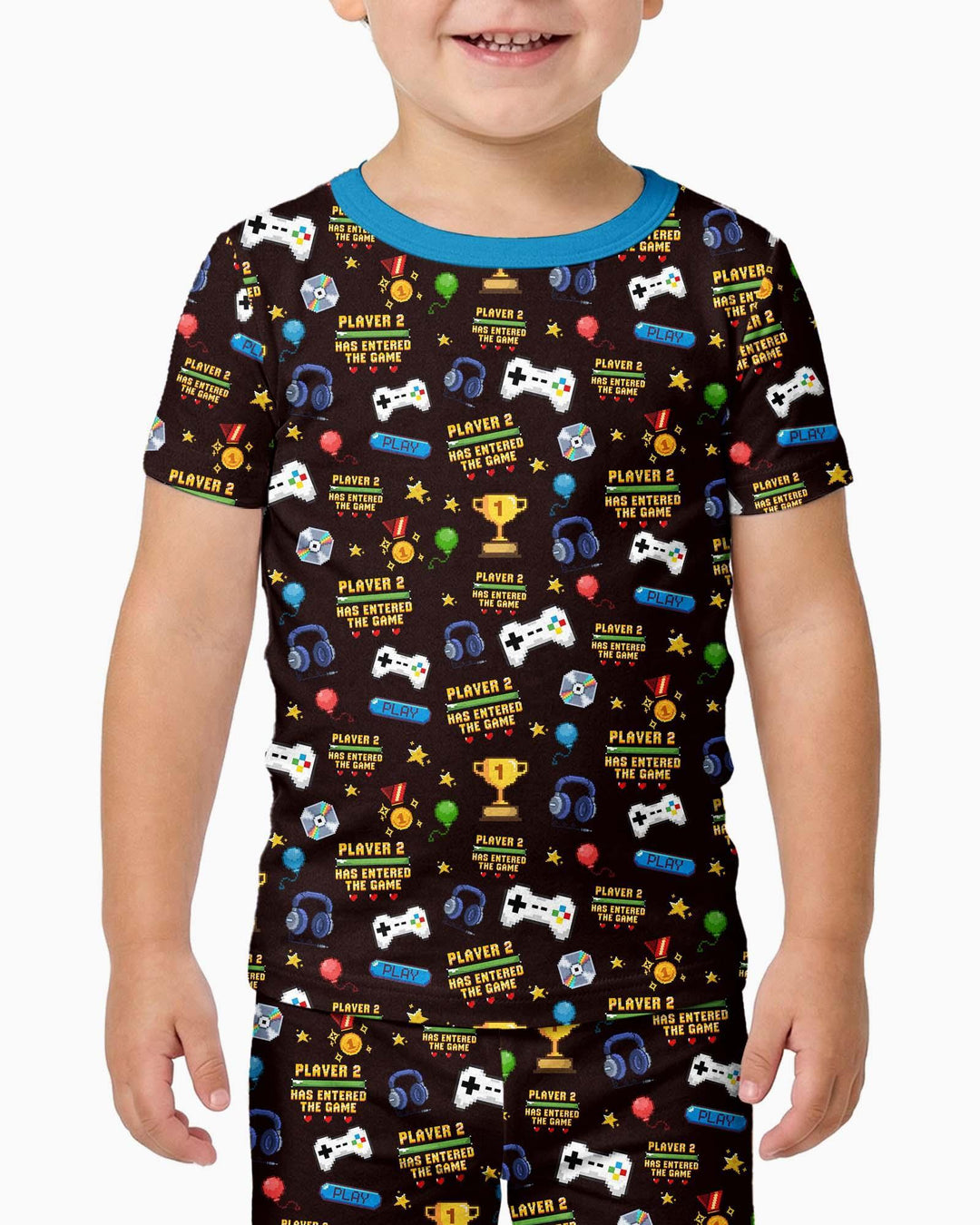 Leveled Up Daddy & Me Matching Bamboo Two Piece Short Sleeve Shorts Pajama Set