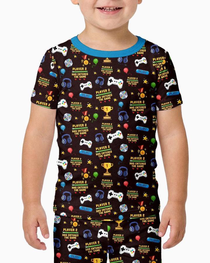 Leveled Up Daddy & Me Matching Bamboo Two Piece Short Sleeve Shorts Pajama Set