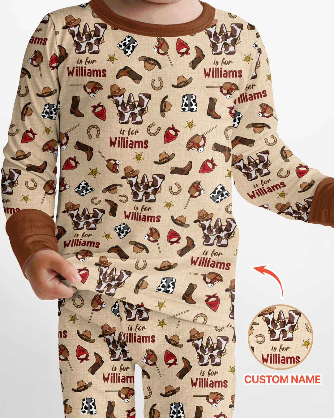 Little Wranglers Custom Name Bamboo Two Piece Long Sleeve Pajama Set