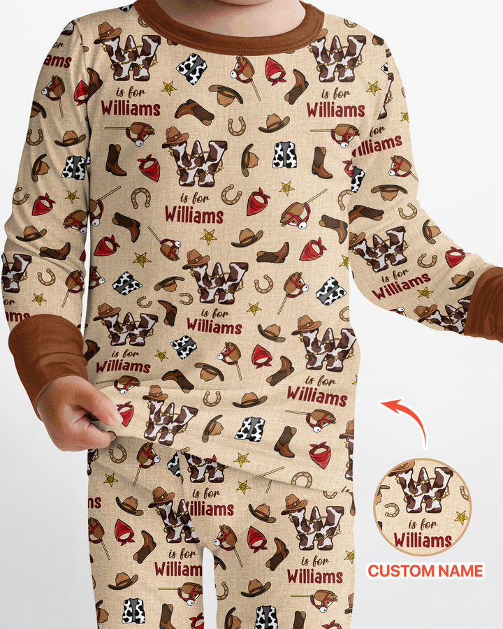 Little Wranglers Custom Name Bamboo Two Piece Long Sleeve Pajama Set