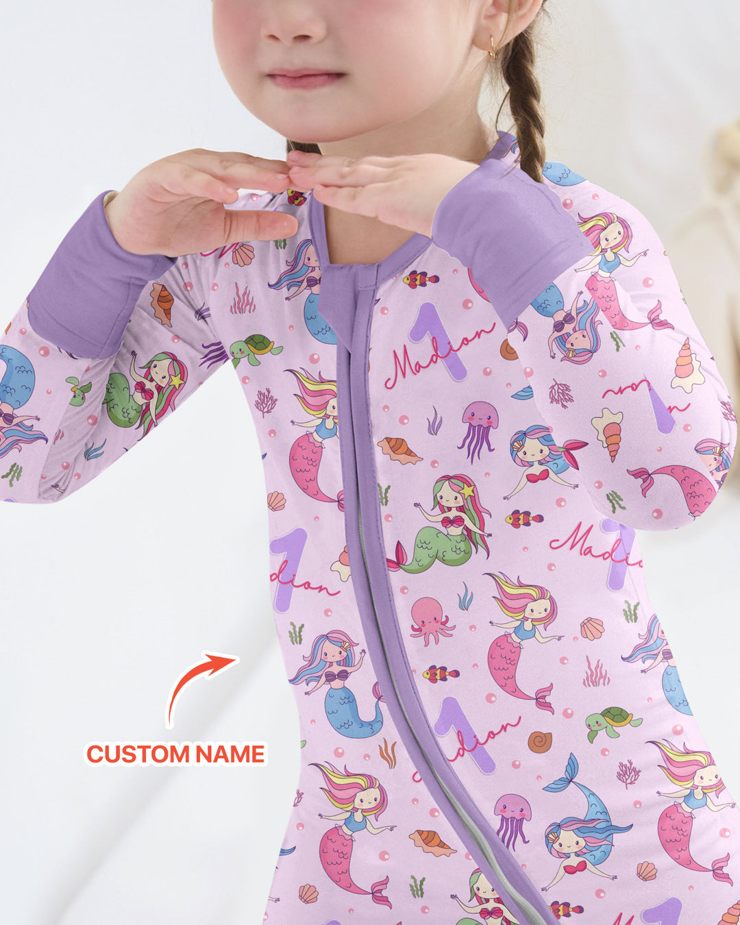 Custom Name Birthday Mermaid Bamboo Convertible Zippy