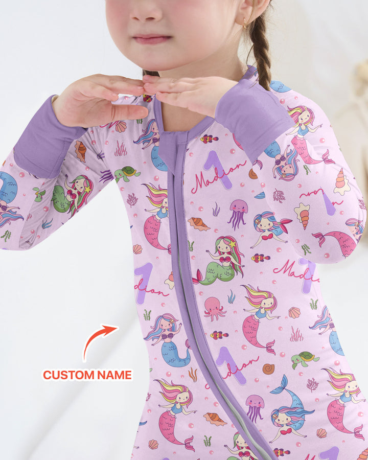 Custom Name Birthday Mermaid Bamboo Convertible Zippy