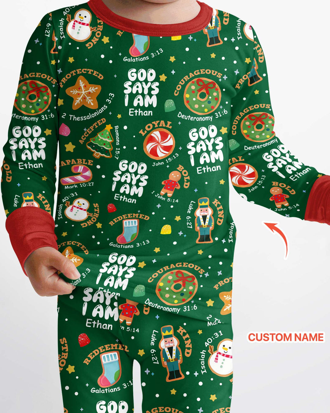 Merry Christmas God Says I Am Custom Name Bamboo Two Piece Long Sleeve Pyjamas Set