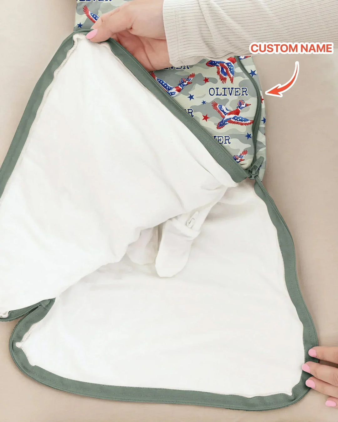 Custom Name America Mallard Duck Family Matching Bamboo Sleep Bag