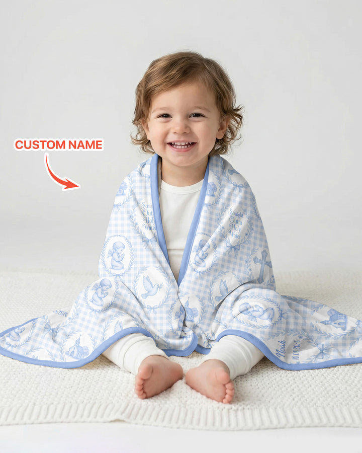 Custom Name Baptism Straight Outta Holy Water Bamboo Blanket