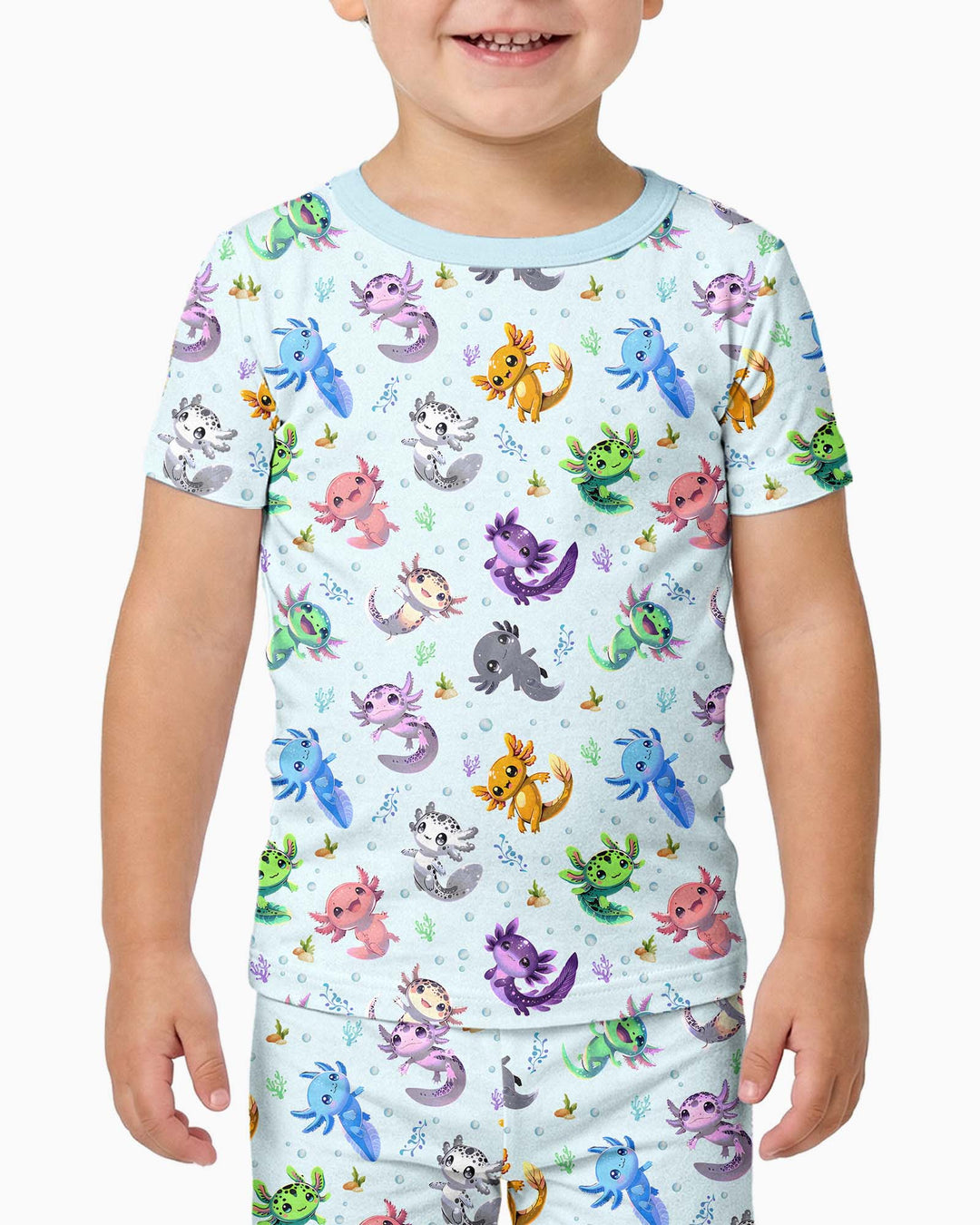 I Love You Axolotl Bamboo Two Piece Short Sleeve Pajama Set