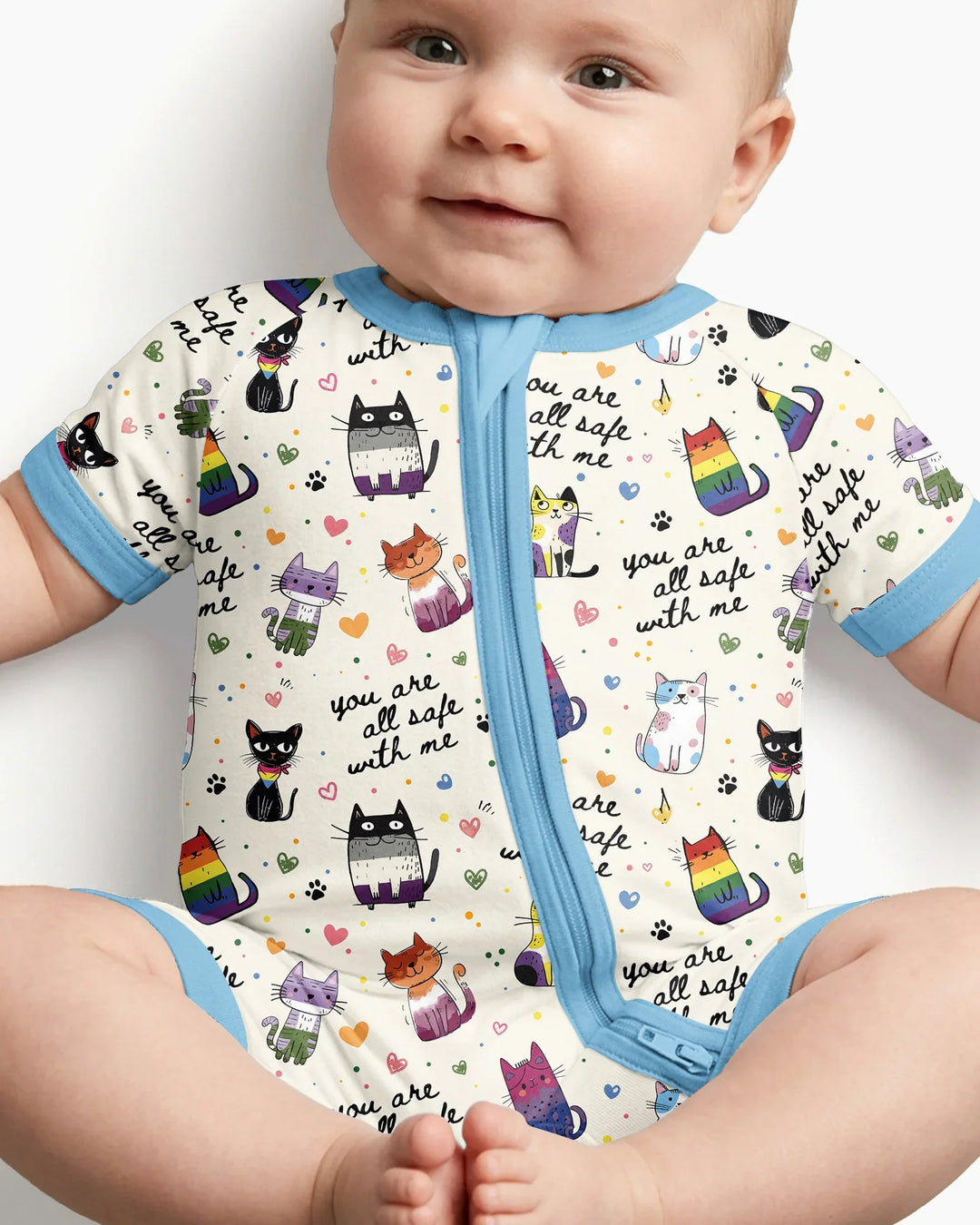 Loved & Safe Kitties Family Matching Bamboo Shorty Zippy