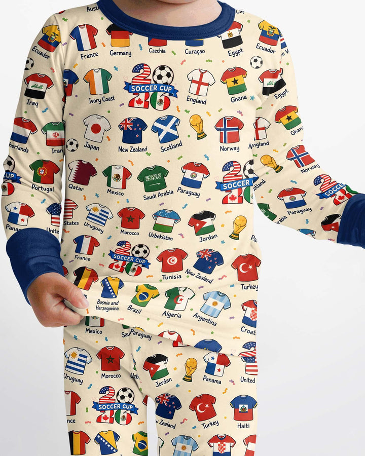 2026 Soccer World Jersey Flag Bamboo Two Piece Long Sleeve Pajama Set