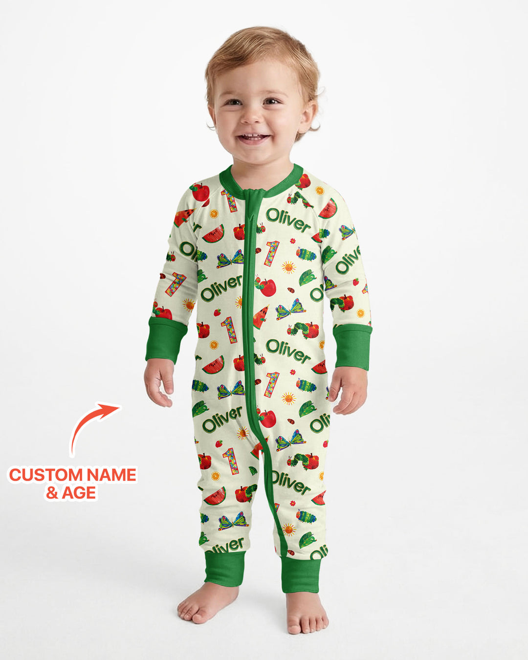 Custom Name and Age Birthday Of Very Hungry Caterpillar Bamboo Convertible Zippy