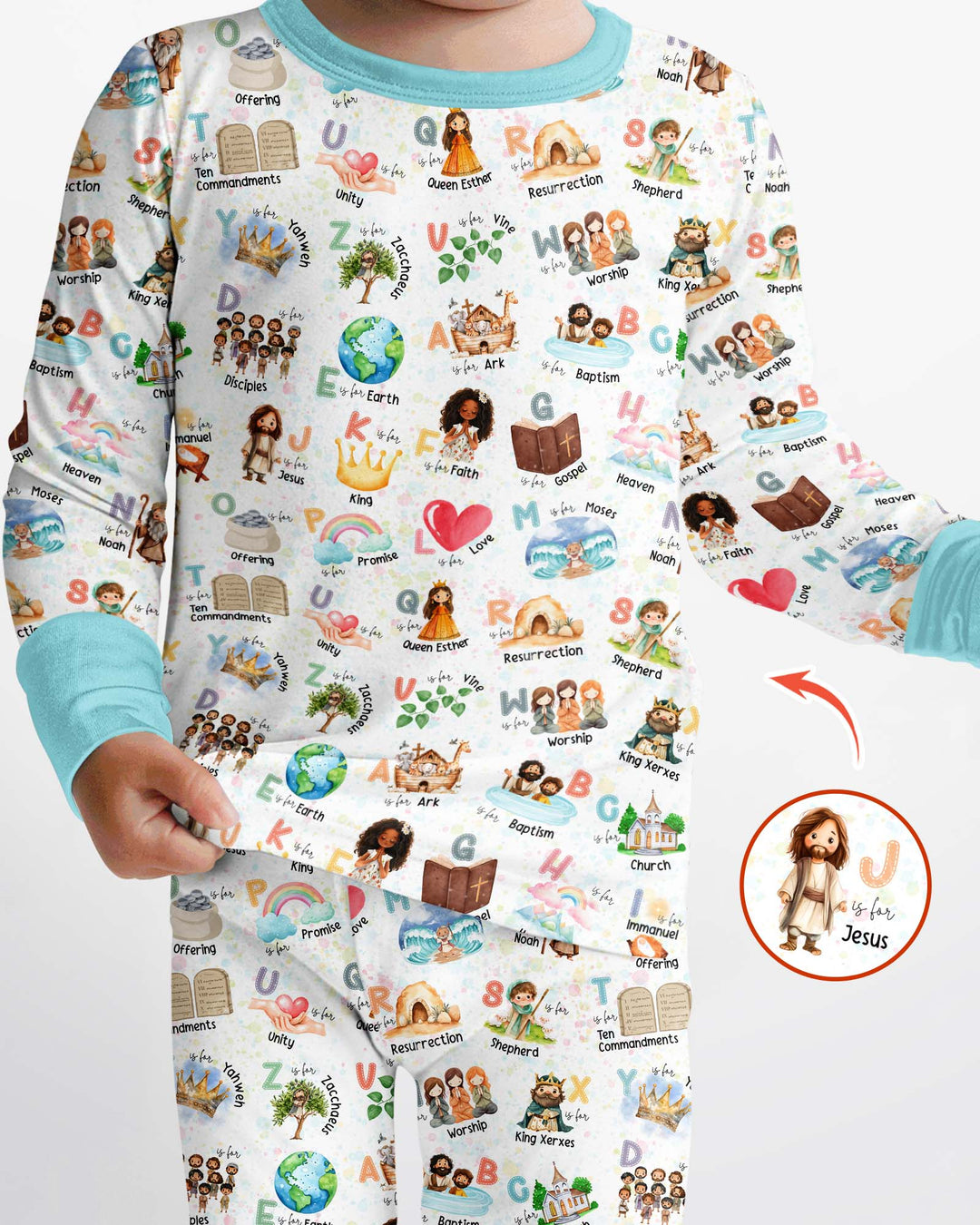 Bible ABC Alphabet Bamboo Two Piece Long Sleeve Pajama Set