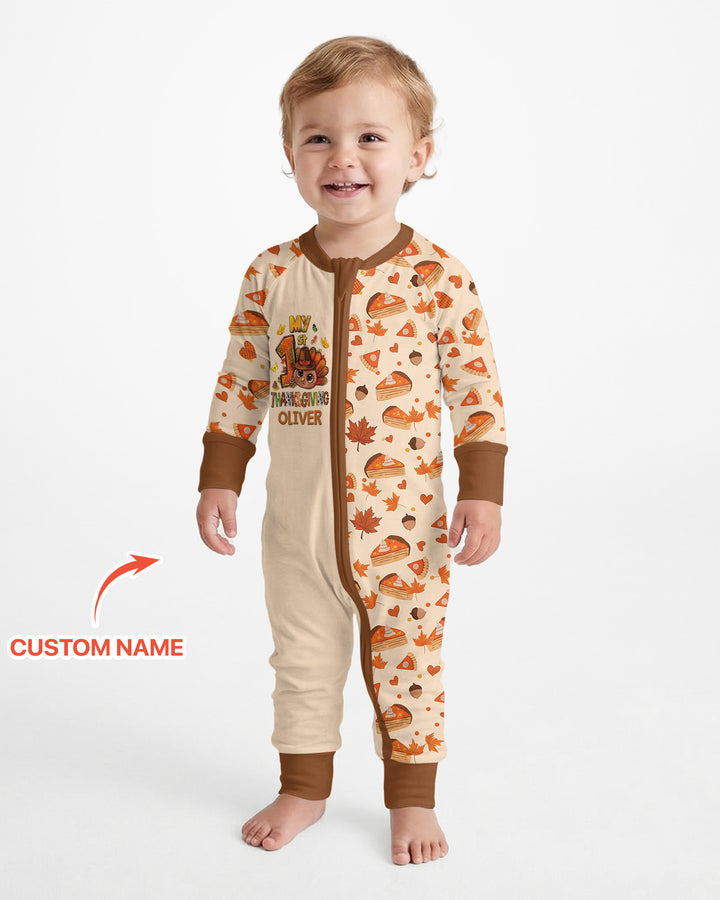 Custom Name My First Thanksgiving Bamboo Convertible Zippy