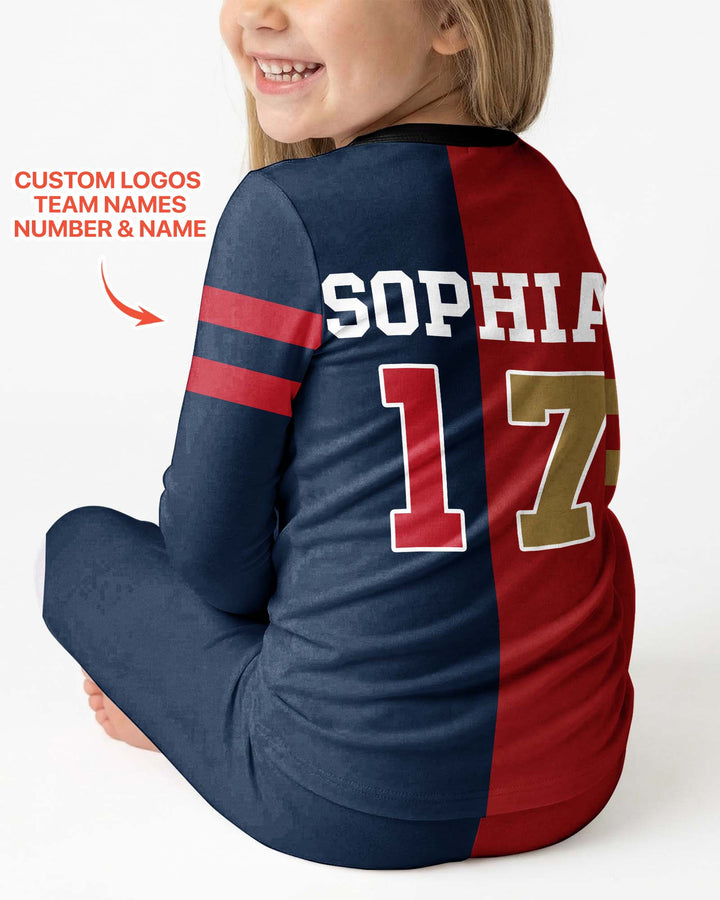 Football Rivalry Family Personalized Bamboo Two Piece Long Sleeve Pajama Set