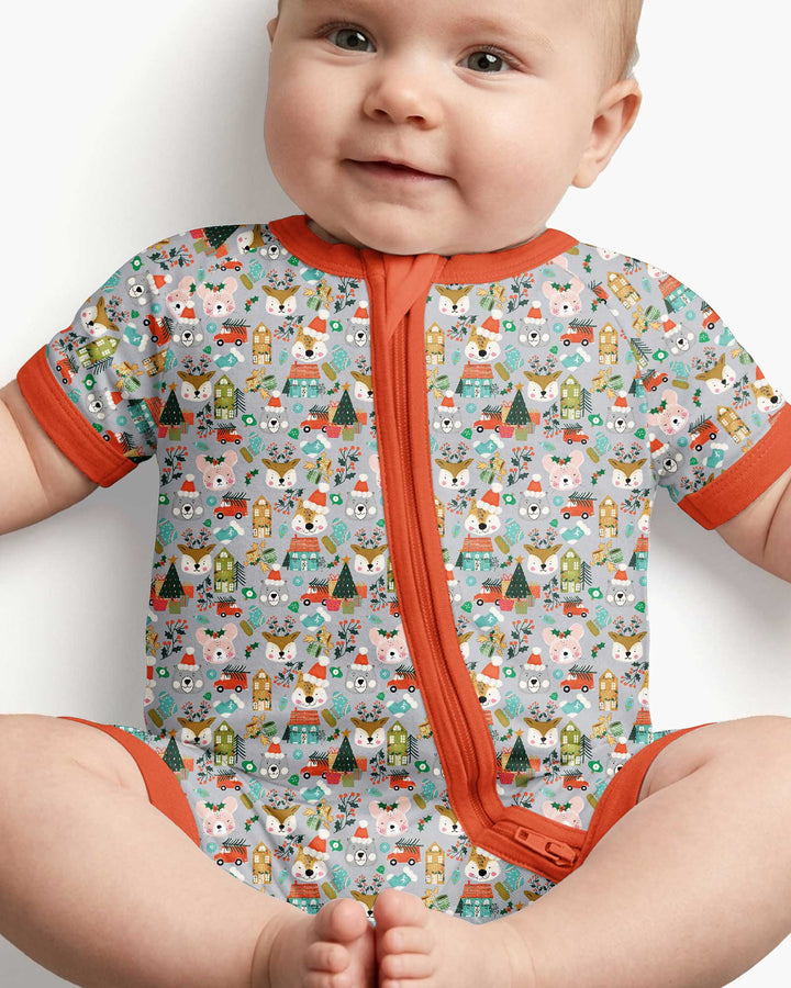 Christmas Woodland Deer Fox Bear Bamboo Shorty Zippy