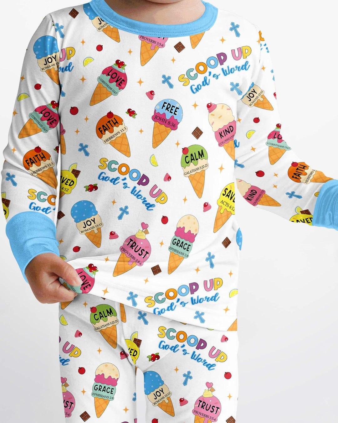 Ice Cream Summer Christian Bamboo Two Piece Long Sleeve Pajama Set
