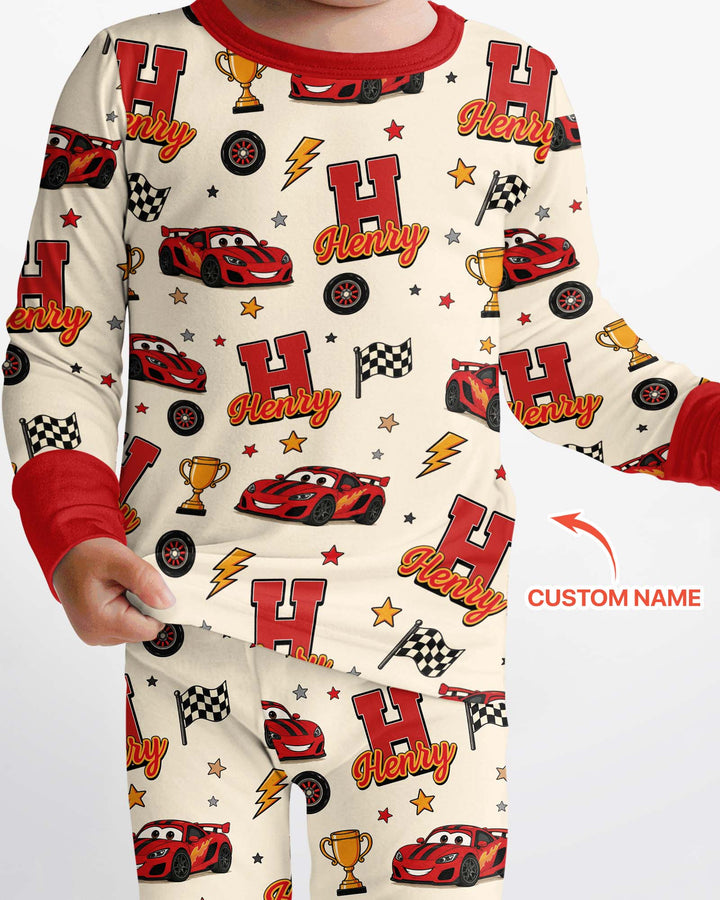 Funny Fast Car Bamboo Two Piece Long Sleeve Pajama Set