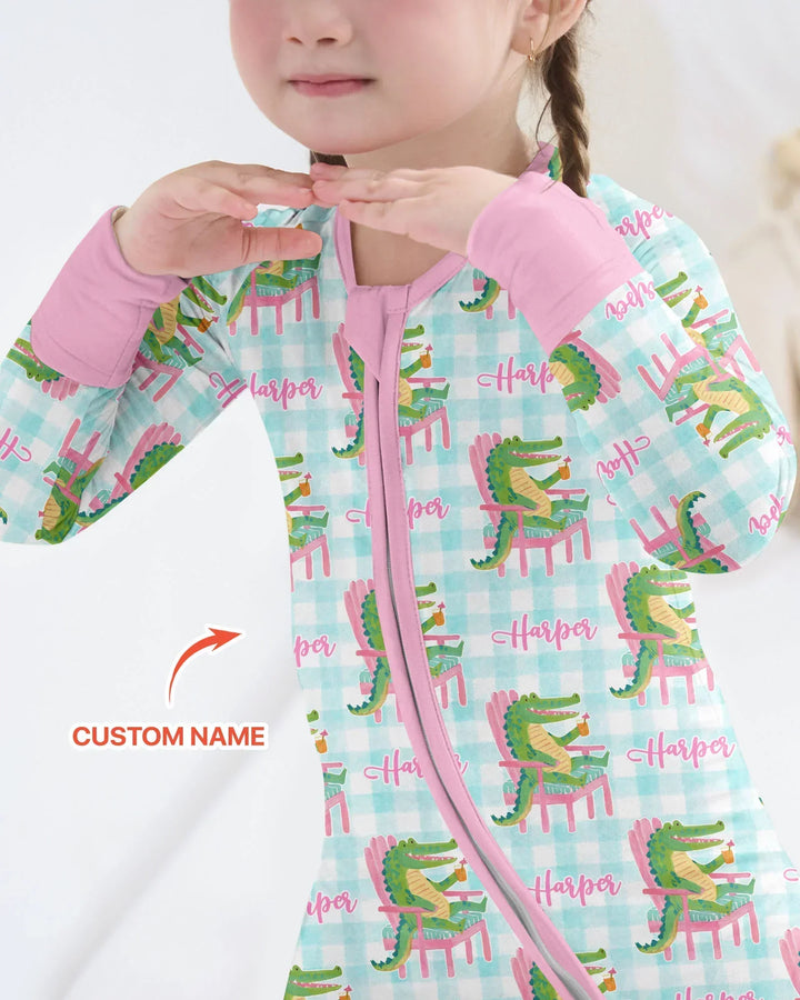 Custom Name Preppy Later Gator Bamboo Convertible Zippy