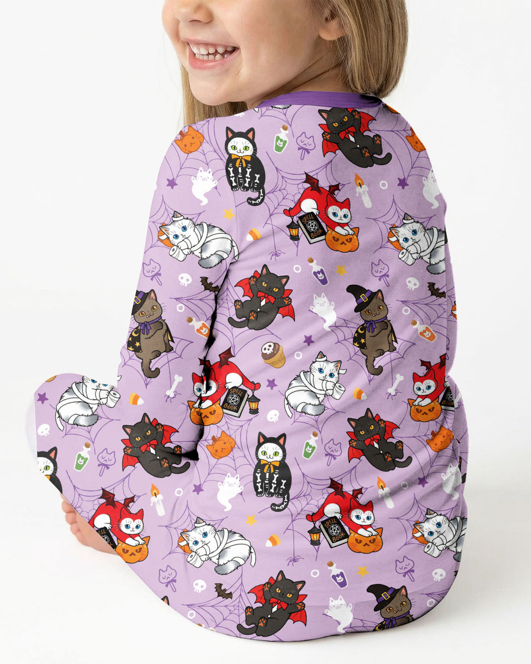 Spooky Kittie Bamboo Two Piece Long Sleeve Pajama Set