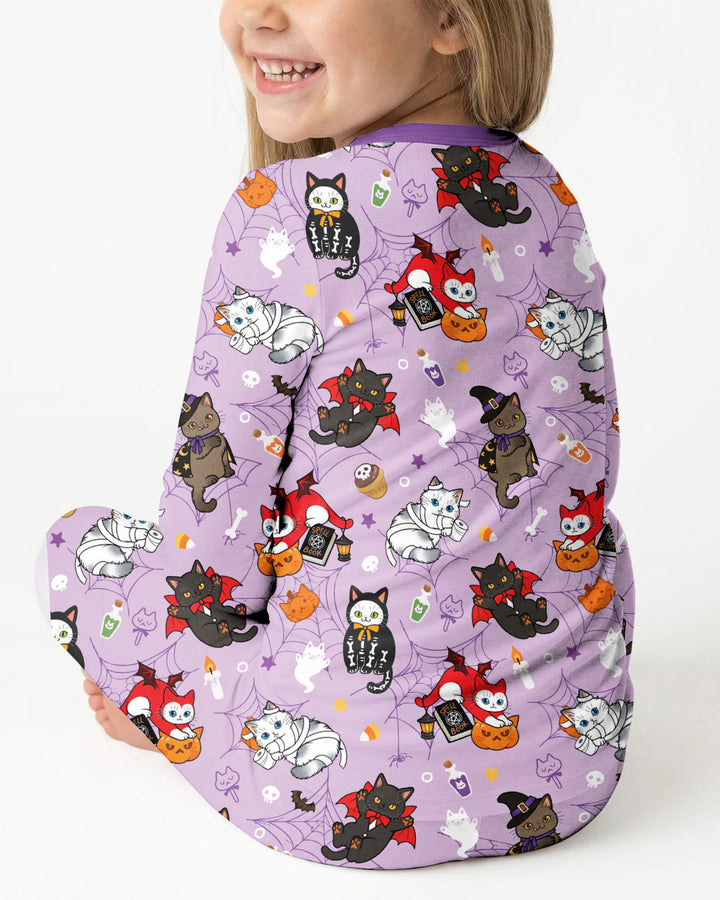 Spooky Kittie Bamboo Two Piece Long Sleeve Pajama Set