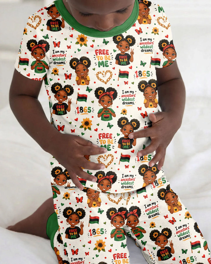 Juneteenth I am My Ancestors' Wildest Dream Bamboo Two Piece Short Sleeve Pajama Set