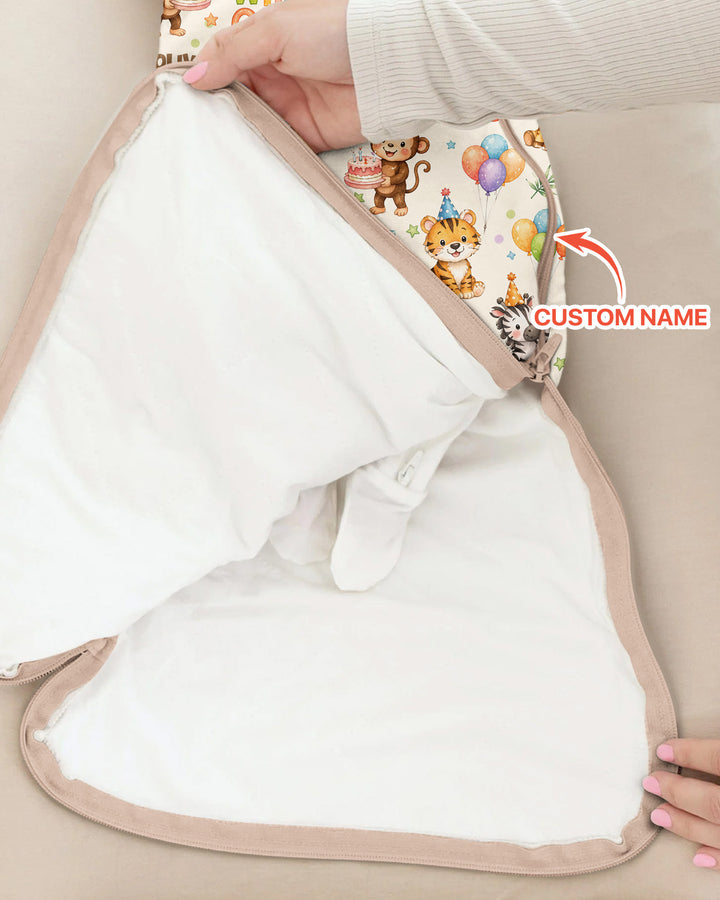 Custom Name 1st Birthday Wild One Bamboo Sleep Bag