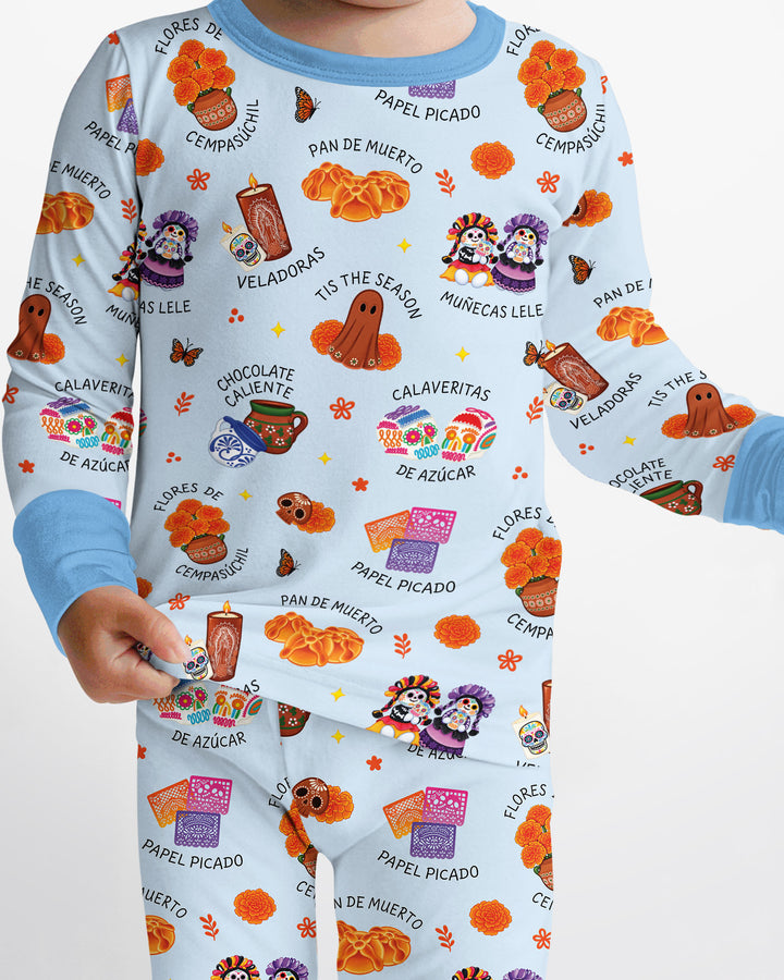 Tis the Dia De Muertos Season Bamboo Two Piece Long Sleeve Pajama Set