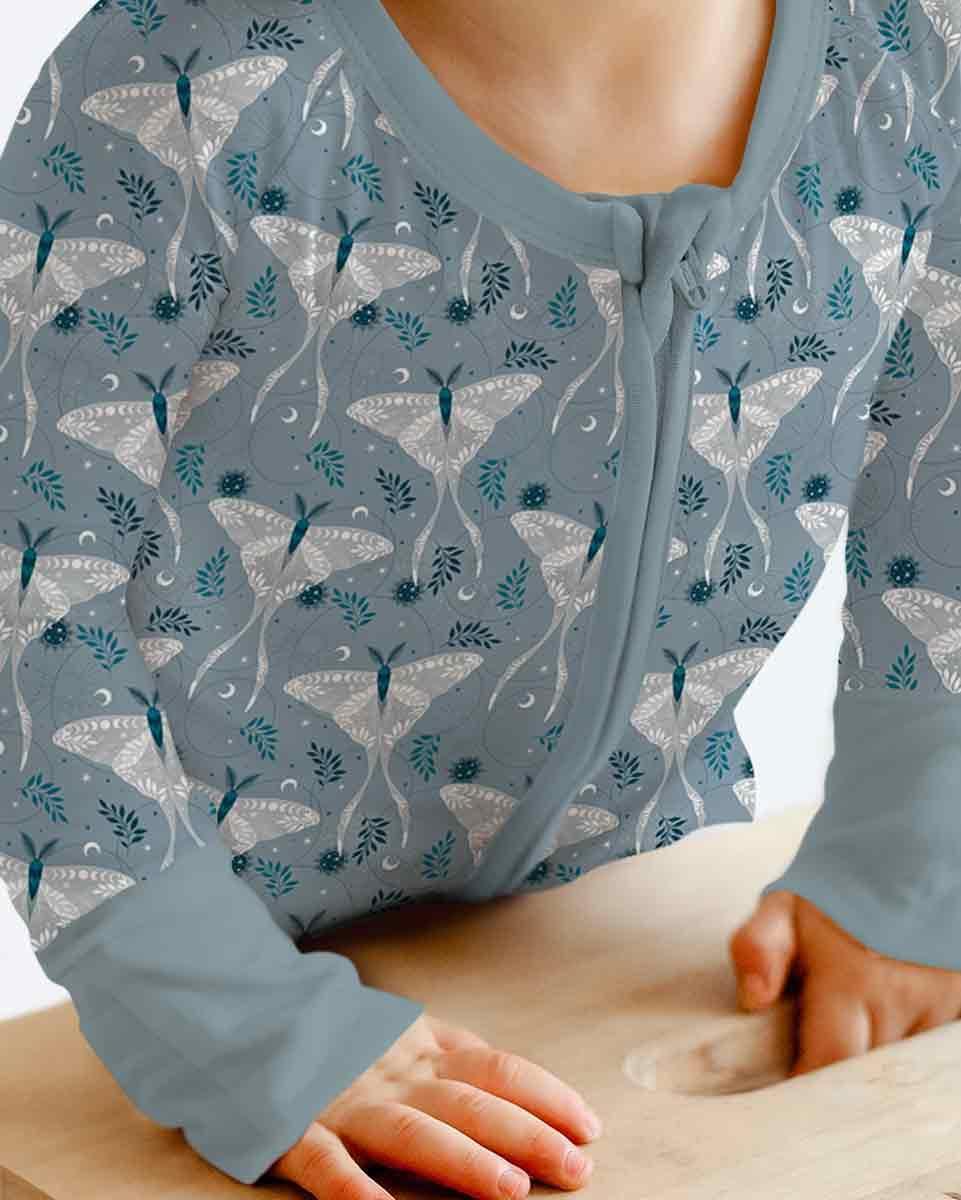 Silver Luna Moths Bamboo Convertible Zippy