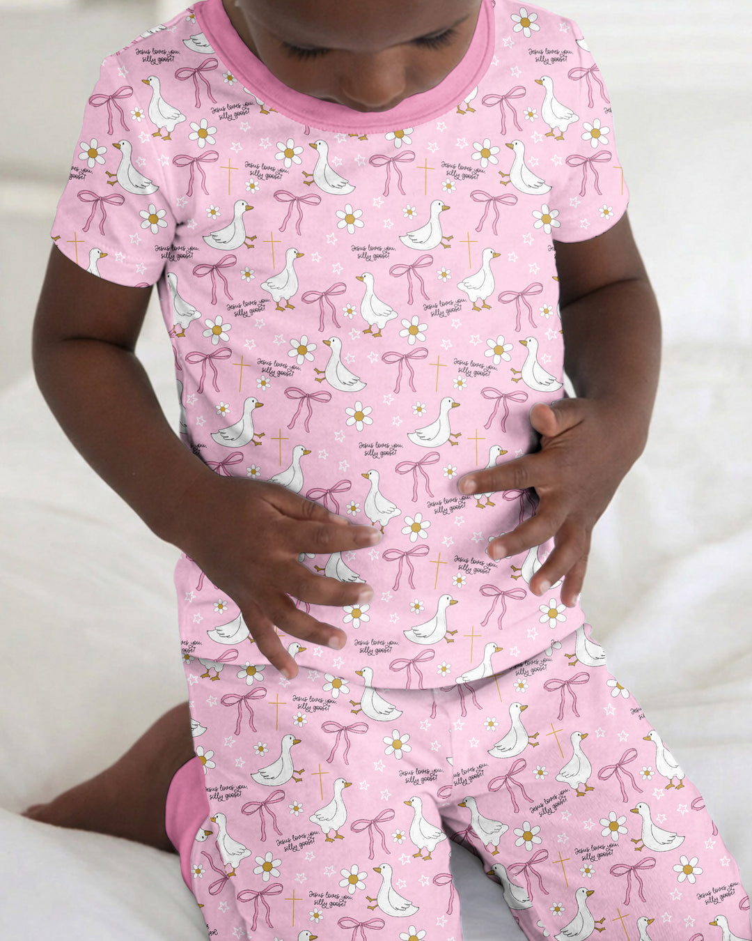 Jesus Loves You Silly Goose Bamboo Two Piece Short Sleeve Pajama Set