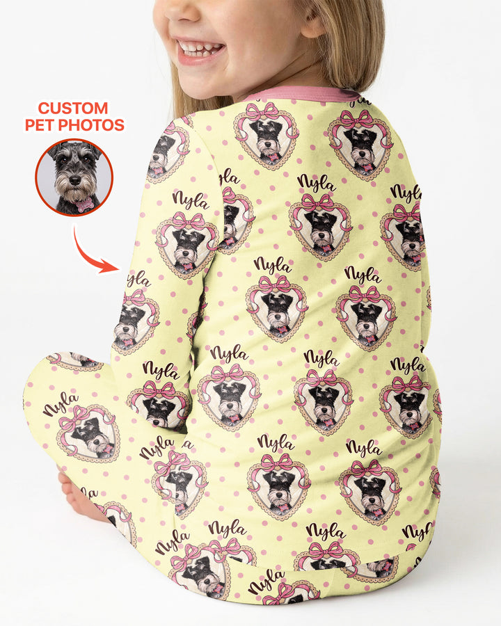 Custom Pet Photo Sweetheart Cameo Bamboo Two Piece Long Sleeve Pajama Set