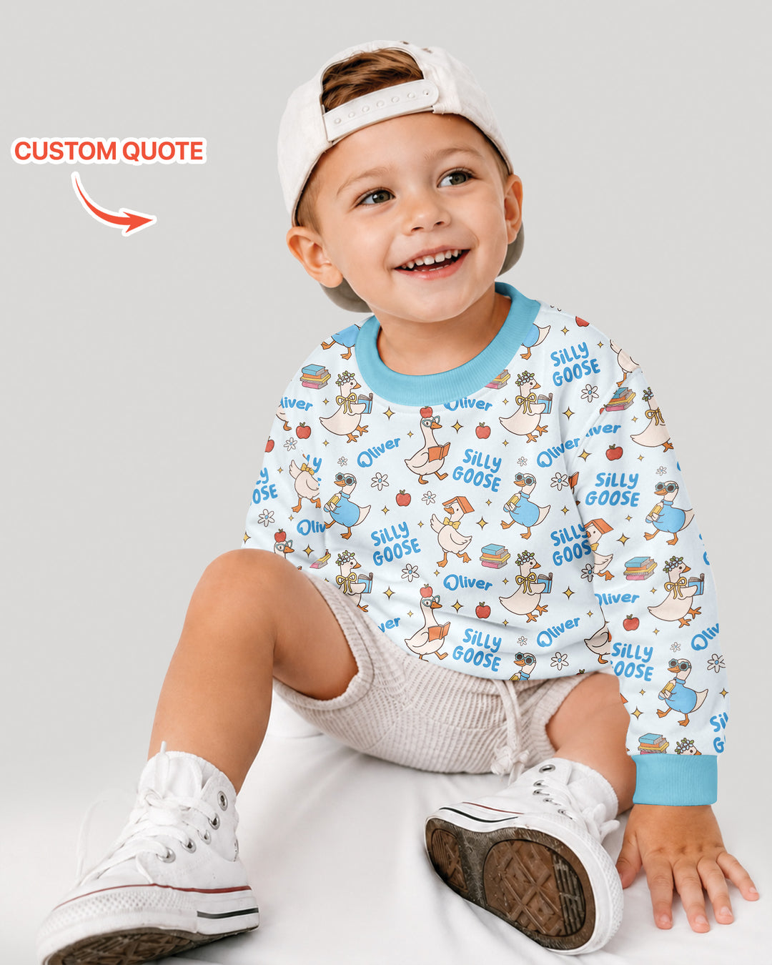 Custom Name Silly Goose Back to School Bamboo Crewneck Sweatshirt