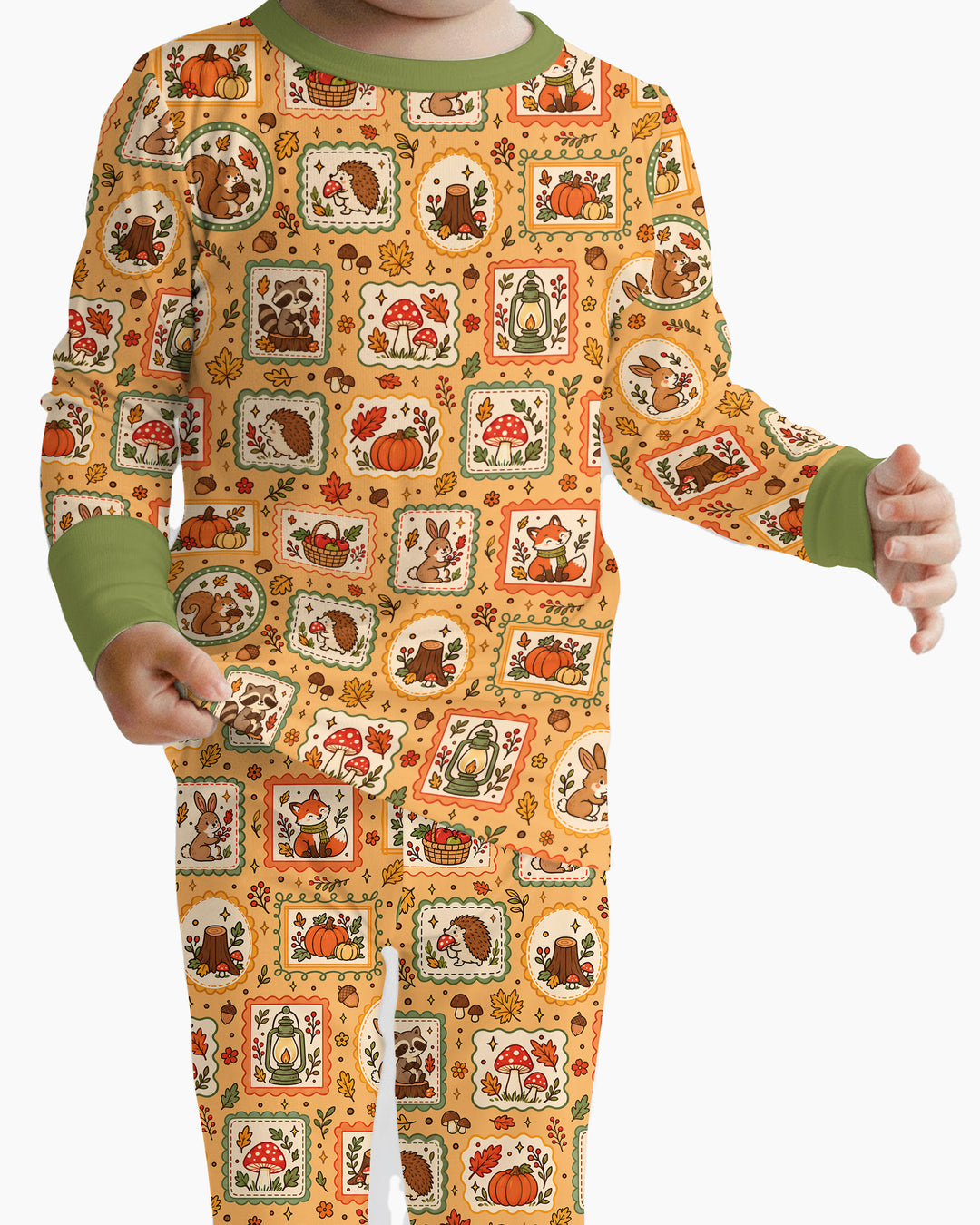 Woodland Animal Fall Bamboo Two Piece Long Sleeve Pajama Set