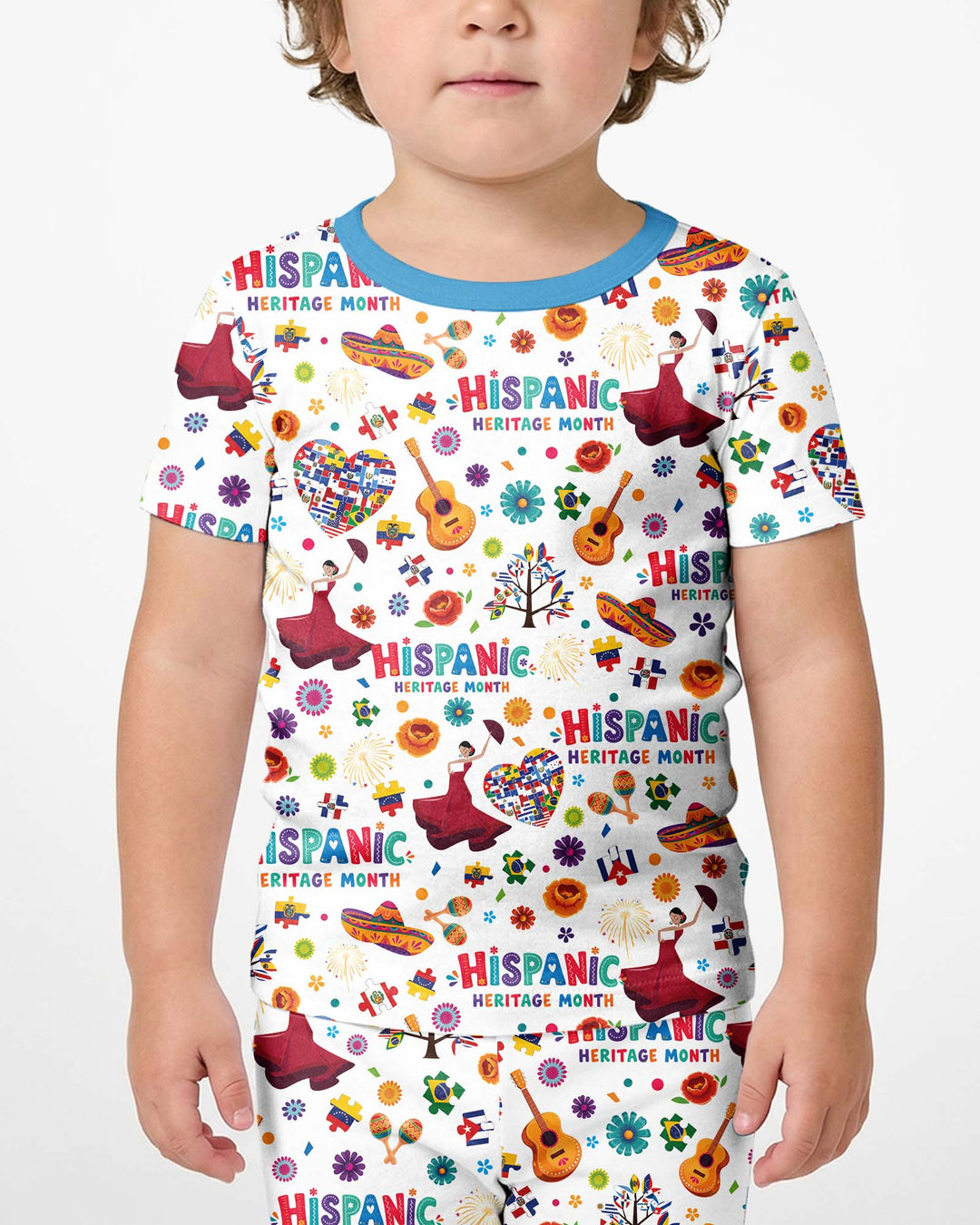 Fiesta Hispanic Heritage Month Bamboo Two Piece Short Sleeve Shorts Pajama Set
