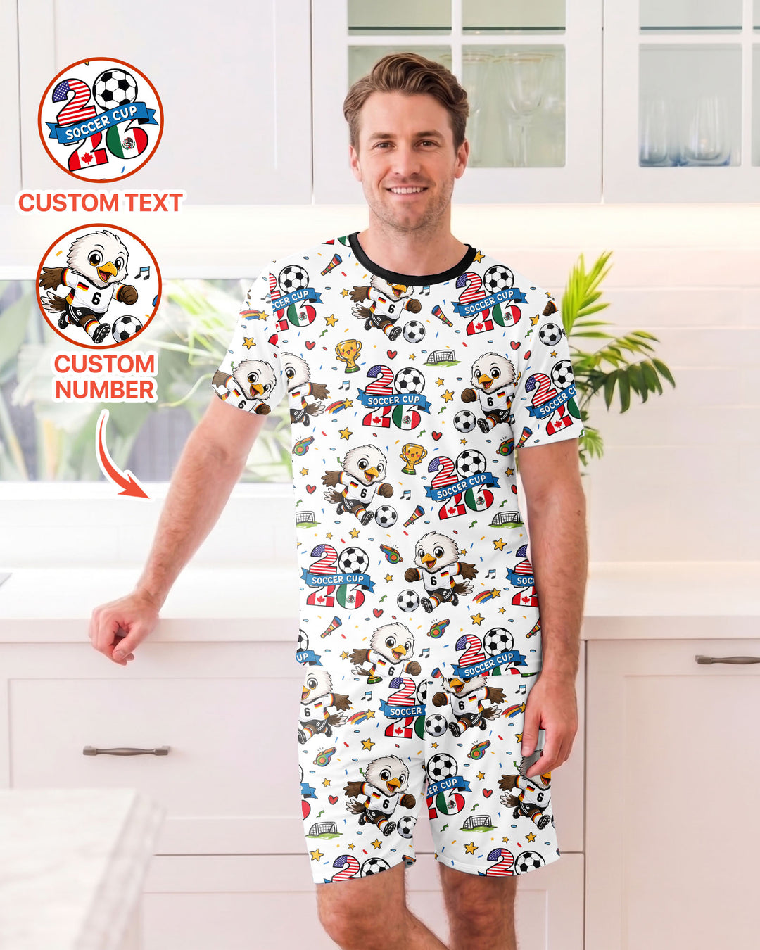 We Are The Champions Soccer Cup 2026 Bamboo Men Short Sleeve Short Pajama Set