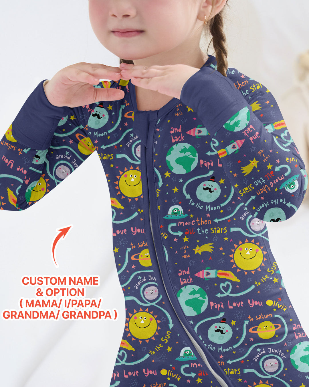 Love to the Moon and Back  Bamboo Convertible Zippy