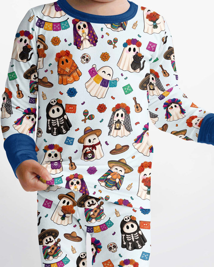 Dia De Los Muertos Mexican Ghost Bamboo Two Piece Long Sleeve Pajama Set