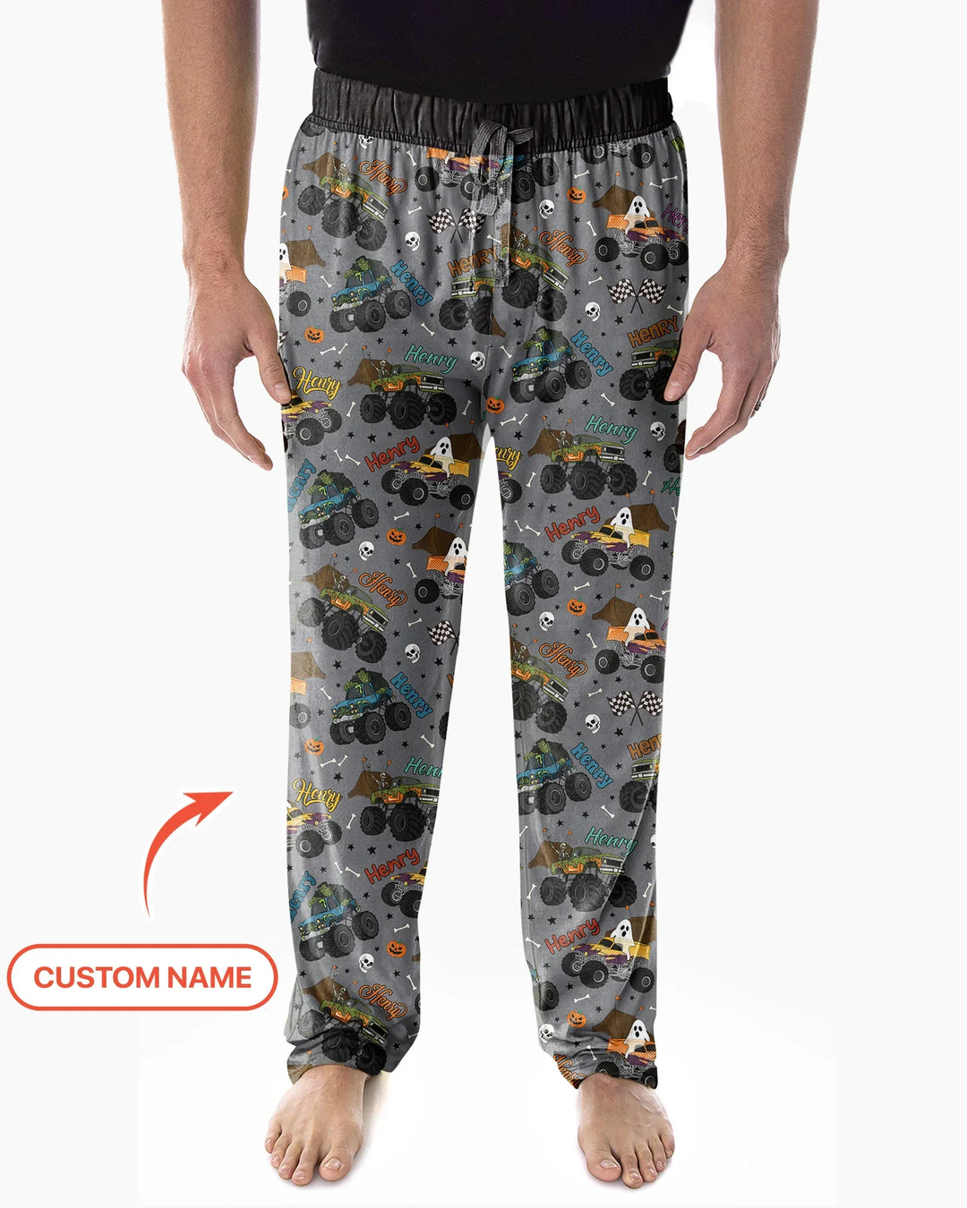 Custom Name Halloween Creepy Crusher Family Matching Bamboo Men's Pajama Set