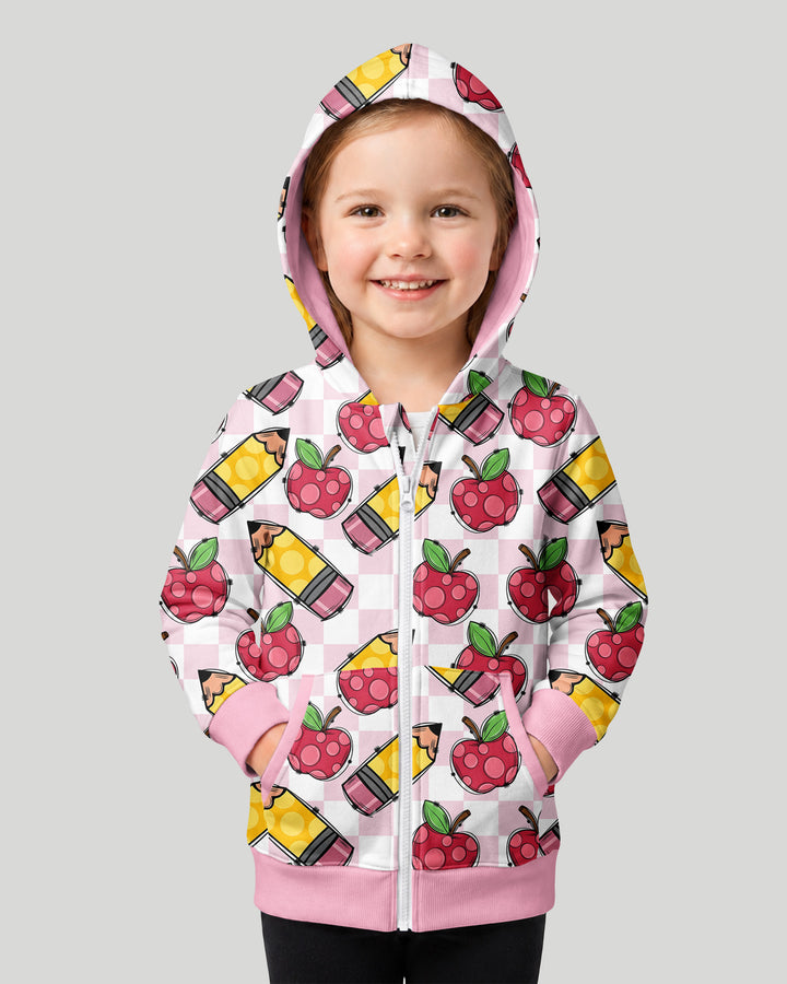 Checkered Apple Scribbles Bamboo Zip Hoodie